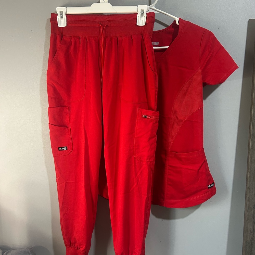 Red Grey’s Anatomy Scrub Set with Pockets